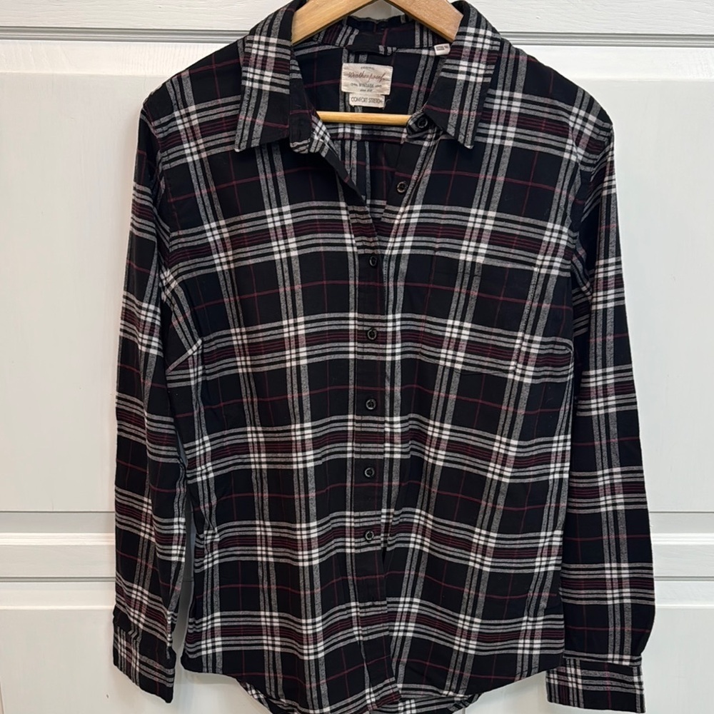 Original Weatherproof Vintage Button Down Plaid Flannel Shirt Size L. Cabincore